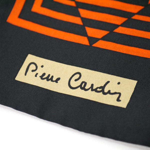 Pierre cardin 幾何学模様シルクロングスカーフ（黒/黄系） – Vintage