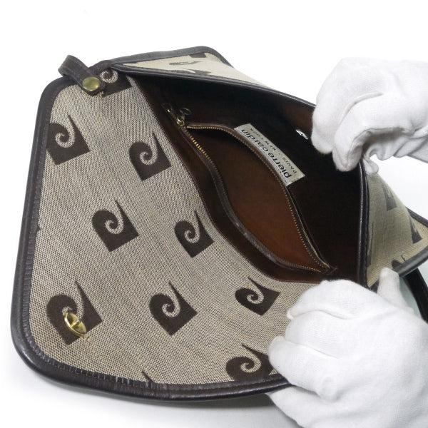 Pierre cardin レトロPロゴ キャンバスショルダー（茶）