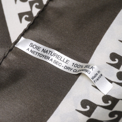 Pierre cardin シルクスカーフ（茶/Pロゴ）