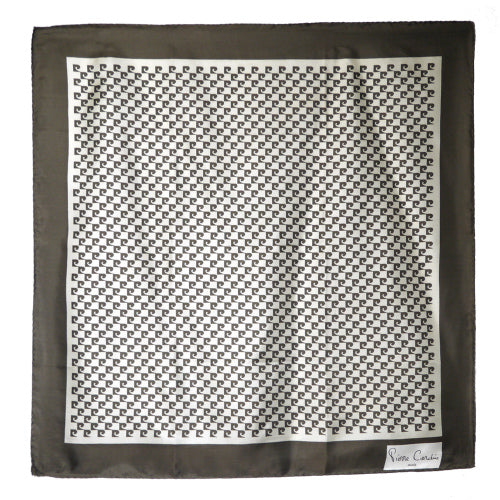 Pierre cardin シルクスカーフ（茶/Pロゴ）