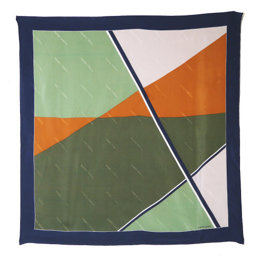 Pierre cardin シルクスカーフ（カーキ×オレンジ）