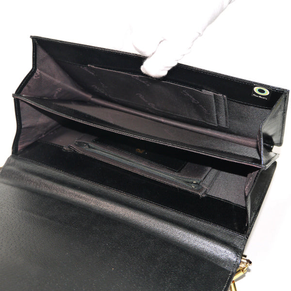 Pierre cardin Pロゴ本革チェーンショルダー（黒）