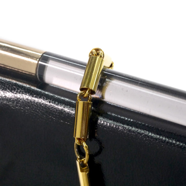 Pierre cardin Pロゴ本革チェーンショルダー（黒）