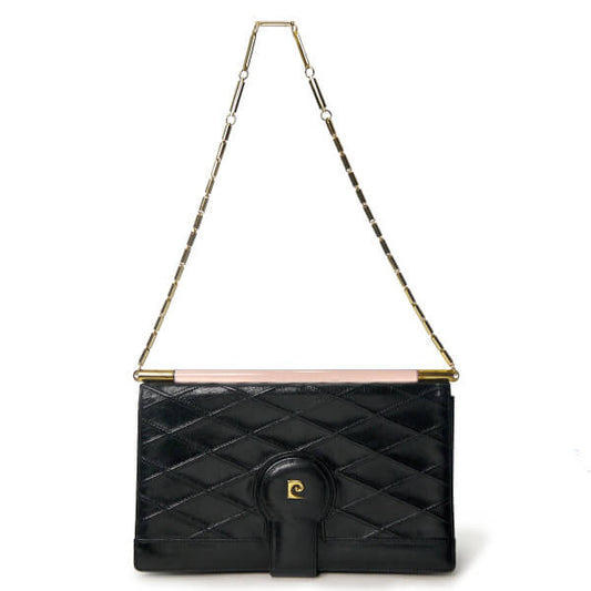 Pierre cardin 本革キルティングチェーンショルダー（黒）