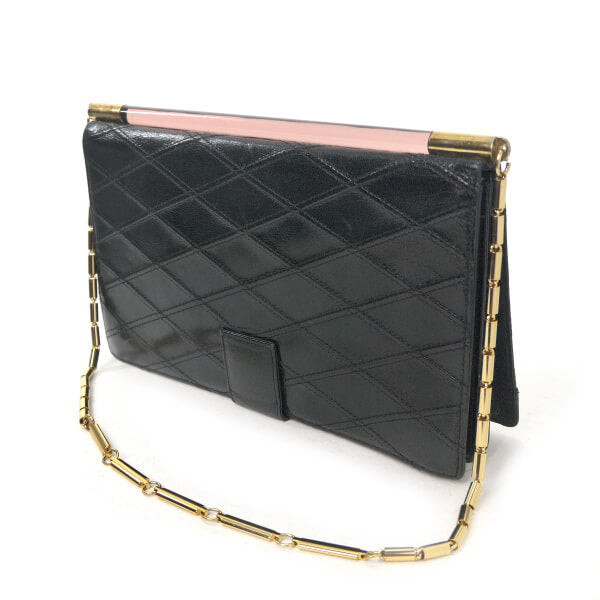 Pierre cardin 本革キルティングチェーンショルダー（黒）