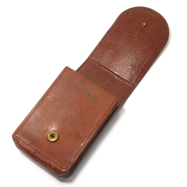 Pierre cardin　レトロ総革Pロゴマルチケース（茶）