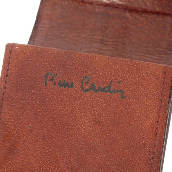 Pierre cardin　レトロ総革Pロゴマルチケース（茶）