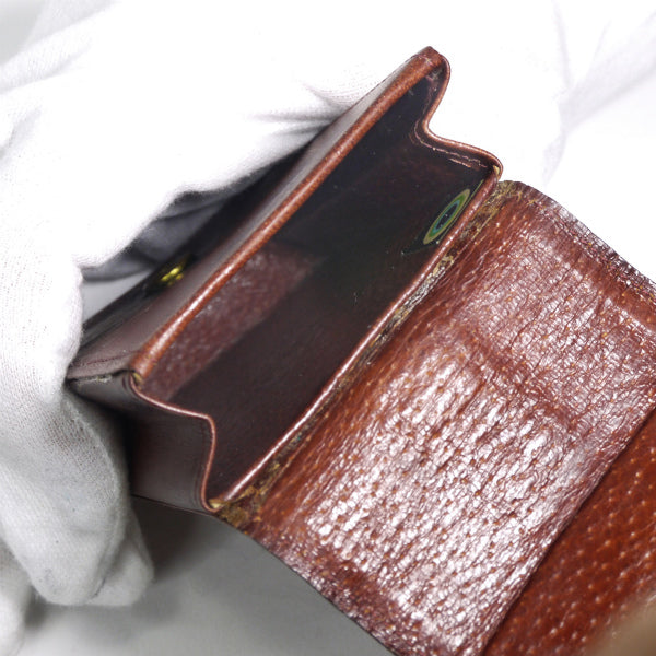 Pierre cardin　レトロ総革Pロゴマルチケース（茶）