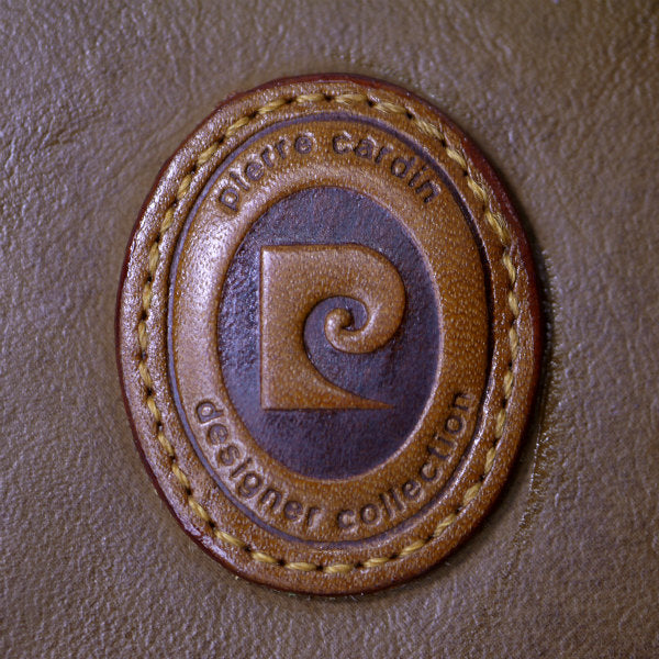 Pierre cardin Pロゴ本革レトロ折財布（茶）