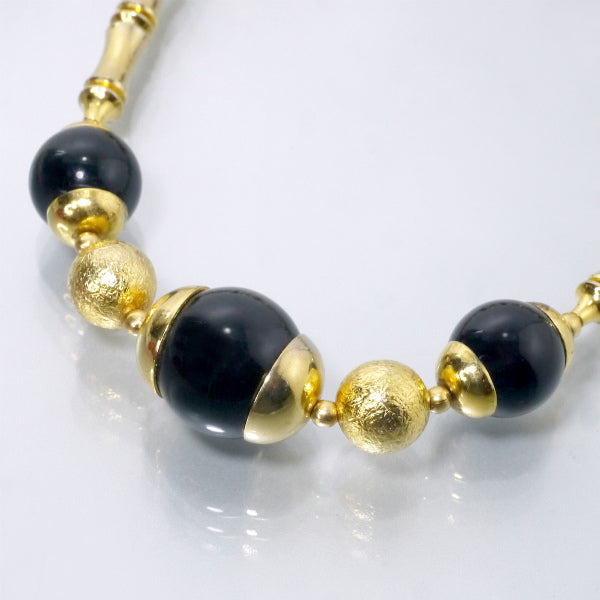 Pierre cardin ブラックストーン vintageネックレス（ゴールド）