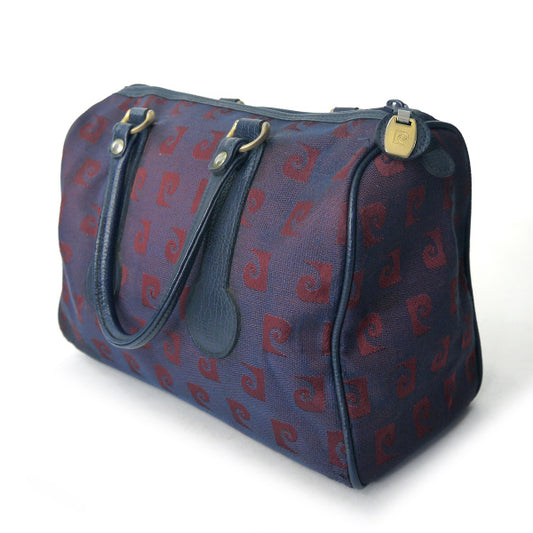 Pierre cardin バイカラーPロゴ中型ボストンバッグ（青/赤）