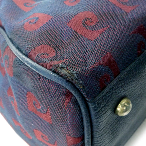 Pierre cardin バイカラーPロゴ中型ボストンバッグ（青/赤）