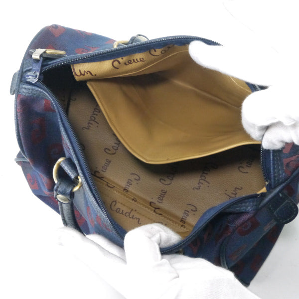 Pierre cardin バイカラーPロゴ中型ボストンバッグ（青/赤）
