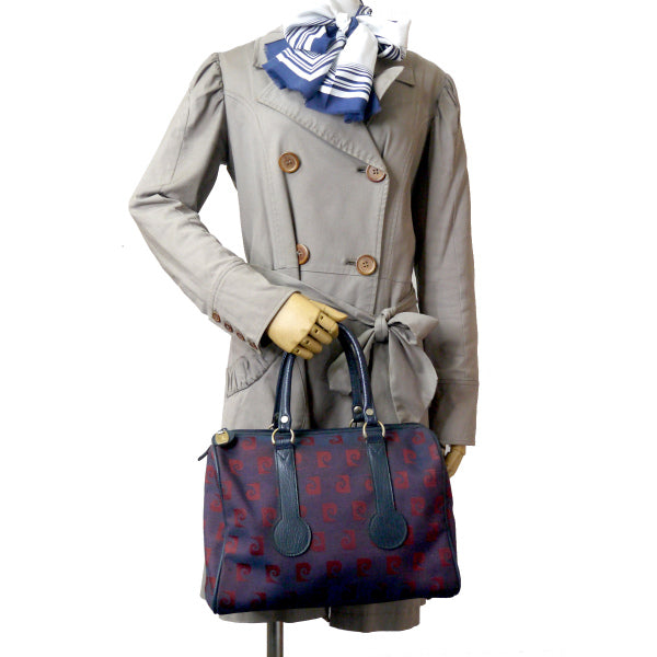 Pierre cardin バイカラーPロゴ中型ボストンバッグ（青/赤）