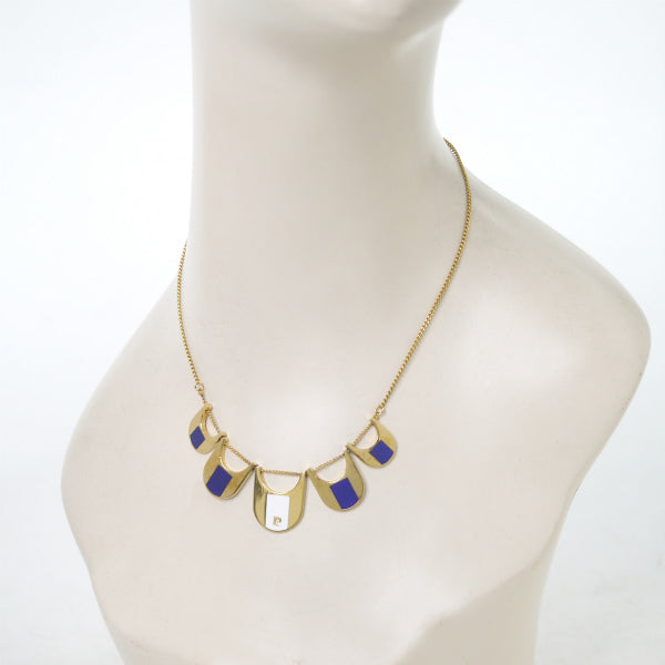 Pierre cardin　Pロゴ プレートチェーンネックレス（青/ゴールド）