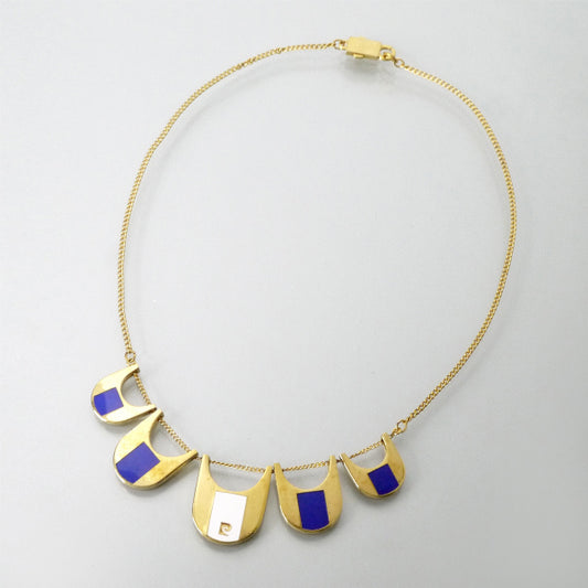 Pierre cardin　Pロゴ プレートチェーンネックレス（青/ゴールド）