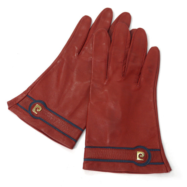 Pierre cardin Pロゴ レザー手袋（赤）