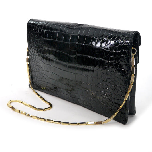 Pierre cardin　クロコ チェーンバッグ（黒）