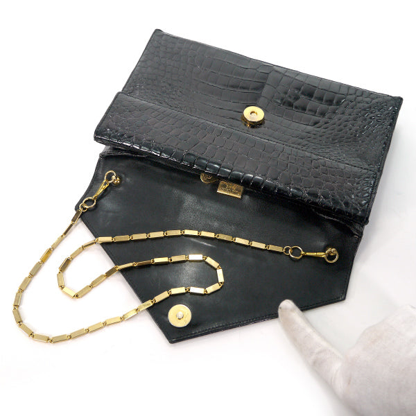 Pierre cardin　クロコ チェーンバッグ（黒）