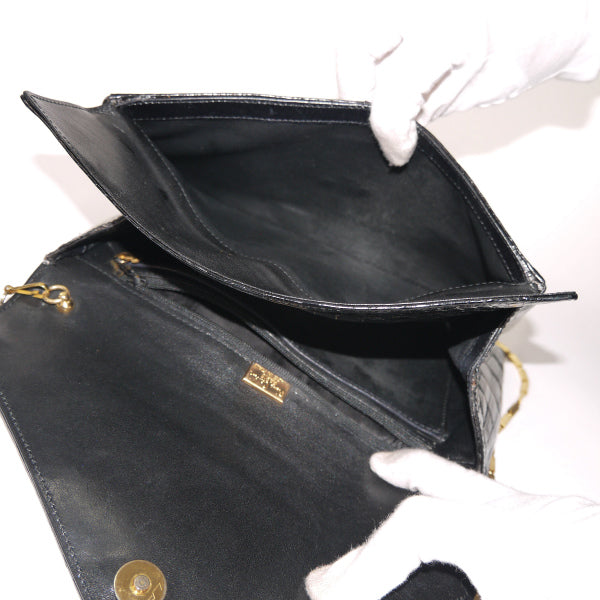 Pierre cardin　クロコ チェーンバッグ（黒）