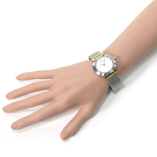 Pierre cardin　ビッグフェイス メッシュ腕時計（シルバー）