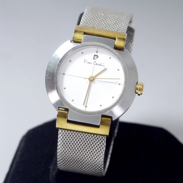 Pierre cardin　ビッグフェイス メッシュ腕時計（シルバー）