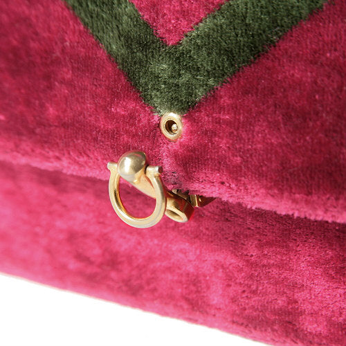 Roberta　ヴィンテージ　モケットチェーンショルダー（赤系）