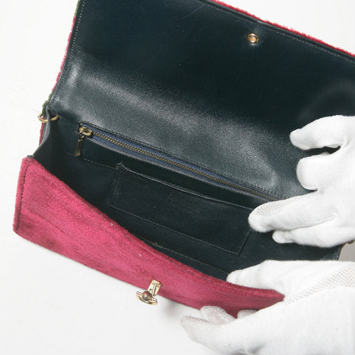 Roberta　ヴィンテージ　モケットチェーンショルダー（赤系）