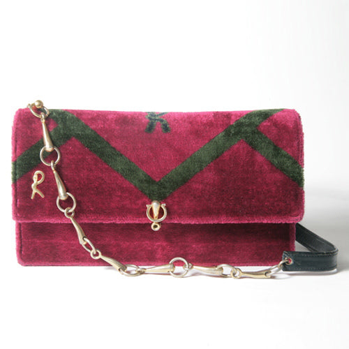 Roberta　ヴィンテージ　モケットチェーンショルダー（赤系）