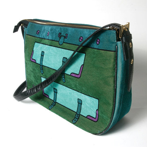 Roberta＜訳アリ＞騙し絵　モケット生地トートバッグ（青緑系）