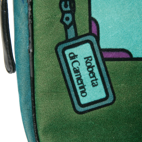 Roberta＜訳アリ＞騙し絵　モケット生地トートバッグ（青緑系）