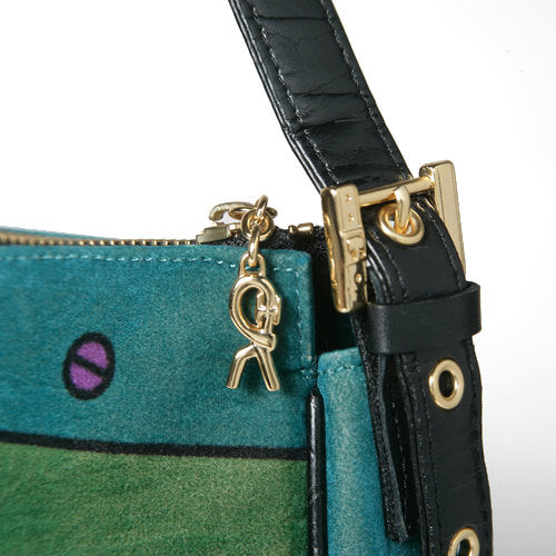 Roberta＜訳アリ＞騙し絵　モケット生地トートバッグ（青緑系）