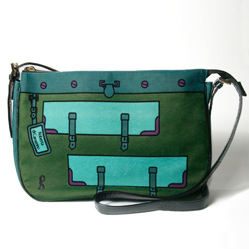 Roberta＜訳アリ＞騙し絵　モケット生地トートバッグ（青緑系）