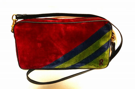 Roberta　ヴィンテージ　モケット斜め掛けショルダー（赤系）