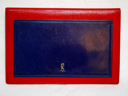 Roberta　ヴィンテージ　総皮２つ折れ財布（赤×紺）