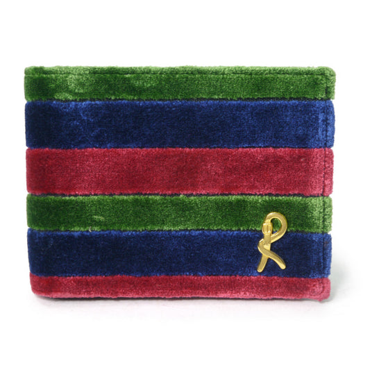 Roberta　モケット２つ折れ財布＆ポーチセット（緑・紺・赤）