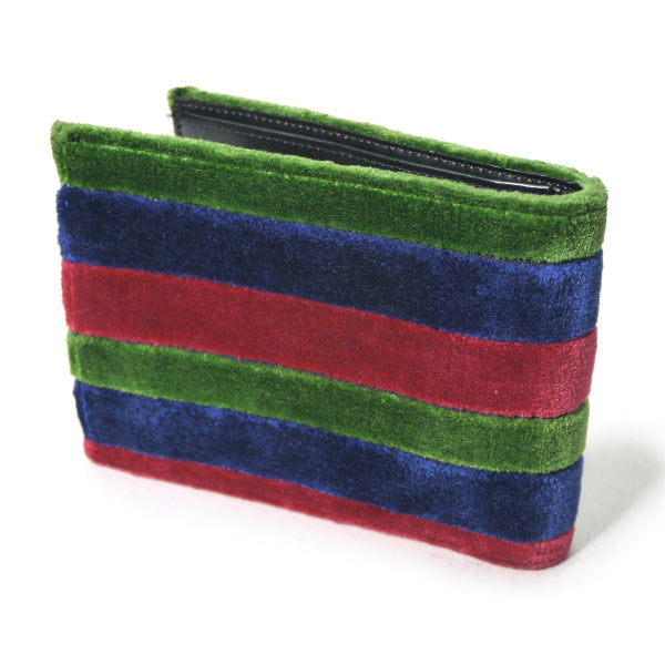 Roberta　モケット２つ折れ財布＆ポーチセット（緑・紺・赤）