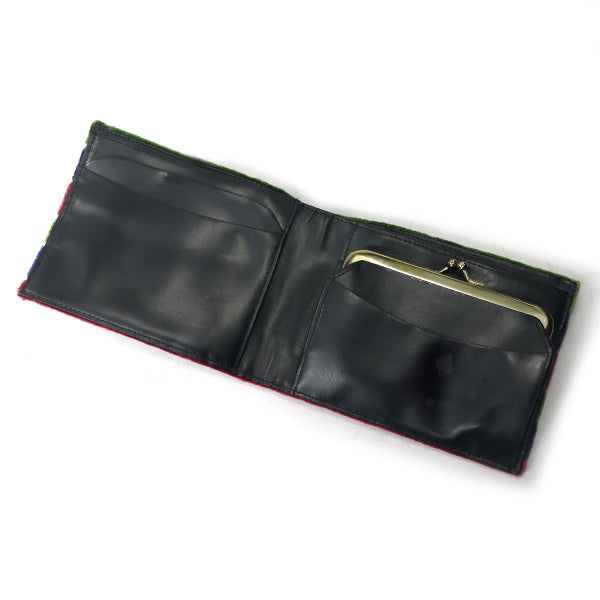 Roberta　モケット２つ折れ財布＆ポーチセット（緑・紺・赤）