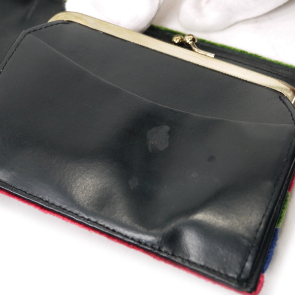 Roberta　モケット２つ折れ財布＆ポーチセット（緑・紺・赤）