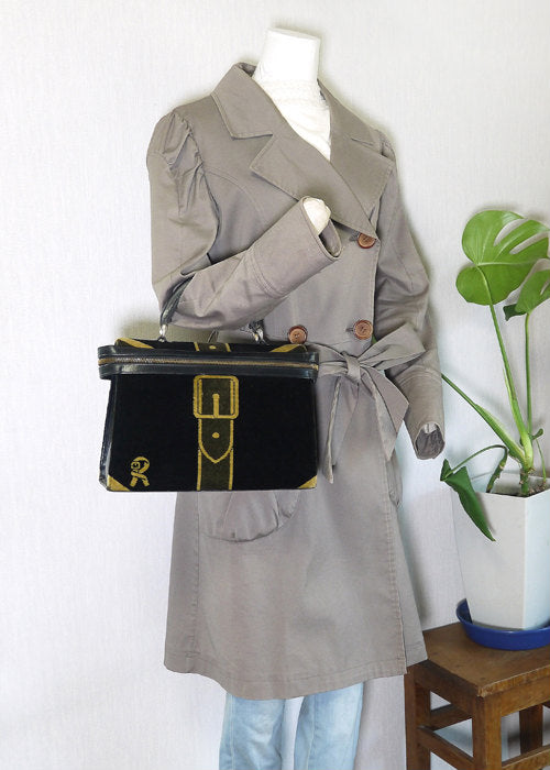 Robelta　騙し絵 黒モケット ヴィンテージバッグ