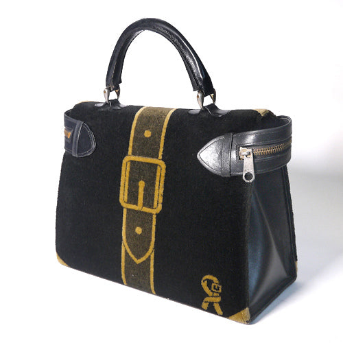 Robelta　騙し絵 黒モケット ヴィンテージバッグ