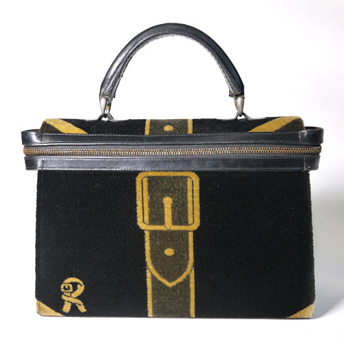 Robelta　騙し絵 黒モケット ヴィンテージバッグ