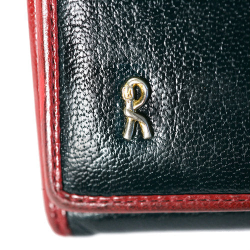 Roberta　総皮２つ折れ財布（赤×紺）