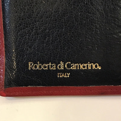 Roberta　総皮２つ折れ財布（赤×紺）