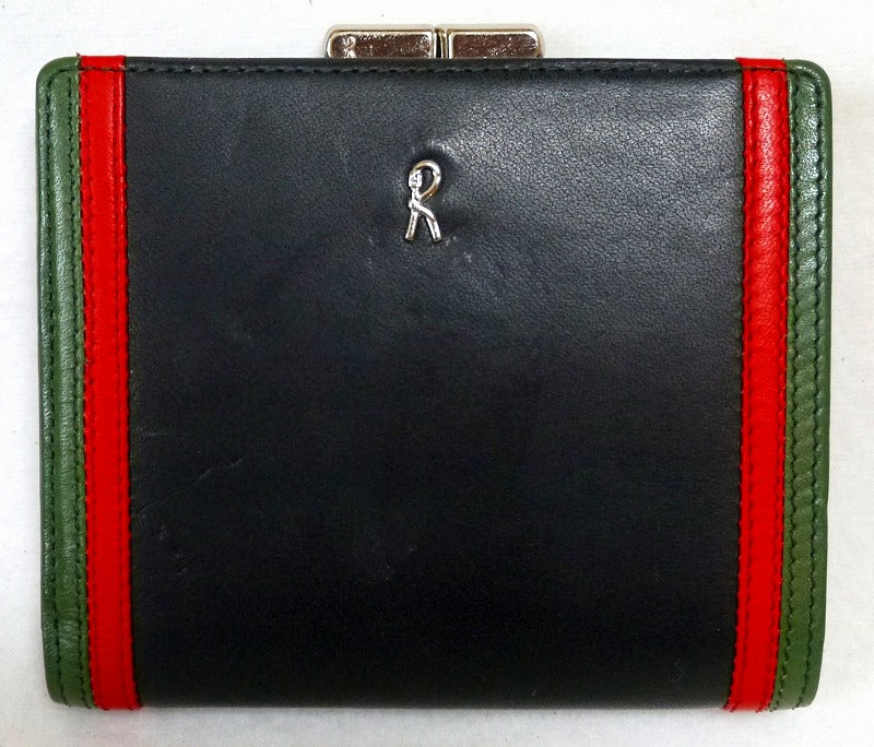Roberta　デッドストック総皮２つ折れ財布（赤×紺×緑）