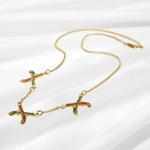 Roberta　緑・赤　ピストルネックレス