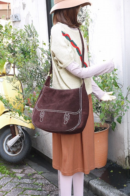 Roberta　騙し絵　スエード　茶ショルダー