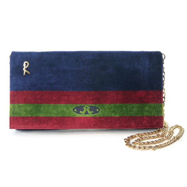 Old Roberta　メリディアーナ モケットバッグ（紺×赤×緑）