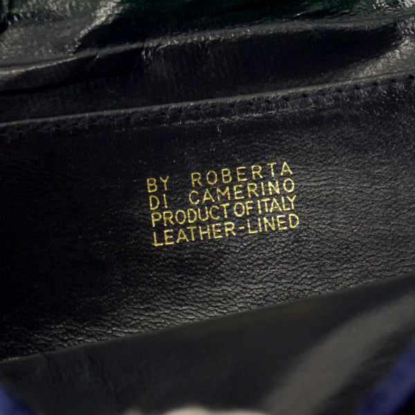 Roberta　メリディアーナ ベルト柄モケットバッグ（紺×赤×緑）