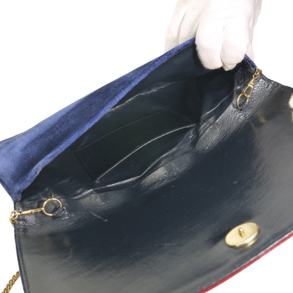 Roberta　メリディアーナ ベルト柄モケットバッグ（紺×赤×緑）